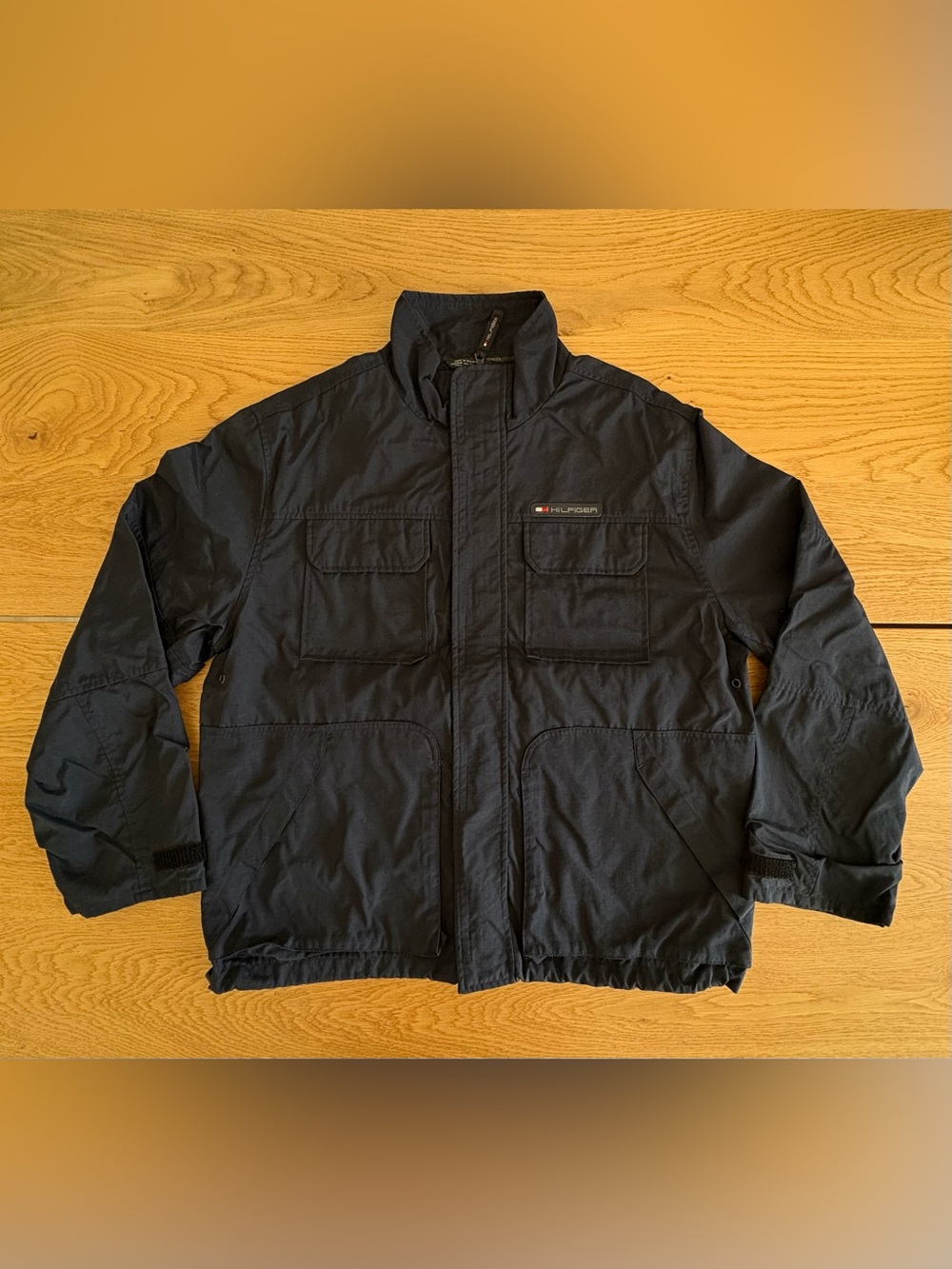 Tommy Hilfiger Mens Medium Dark Navy Nylon Field Jacket Vintage Utility Coat